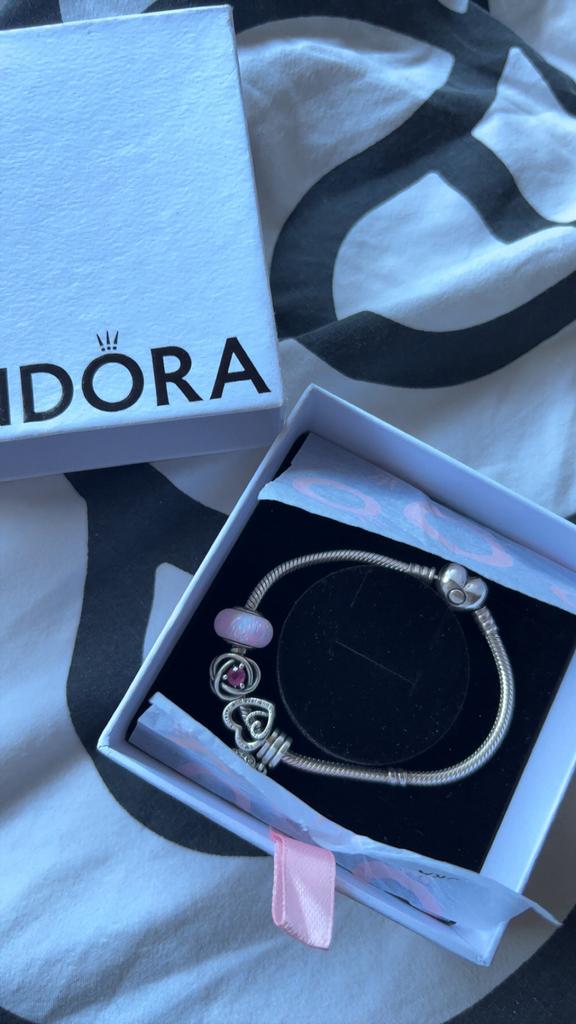 Pandora Armband 18mm, Ophalen of Verzenden, Zo goed als nieuw, Zilver, Met bedels of kralen