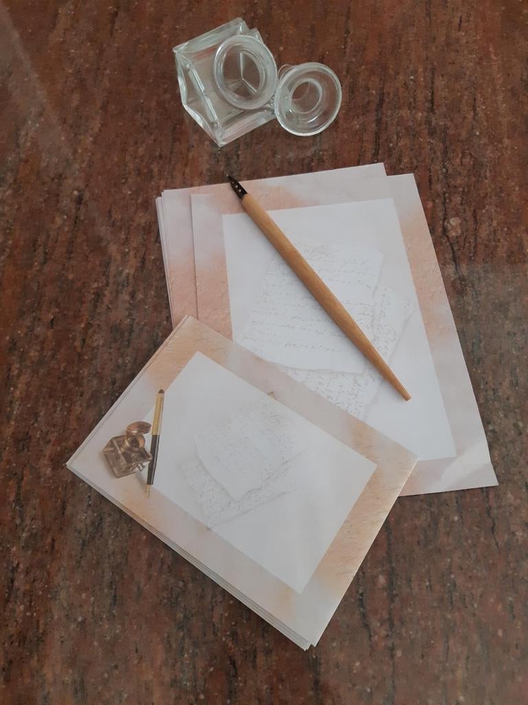 Vintage Inktpotje met Kroontjespen - Jaren 60, Antiek en Kunst, Antiek | Kantoor en Zakelijk, Ophalen of Verzenden
