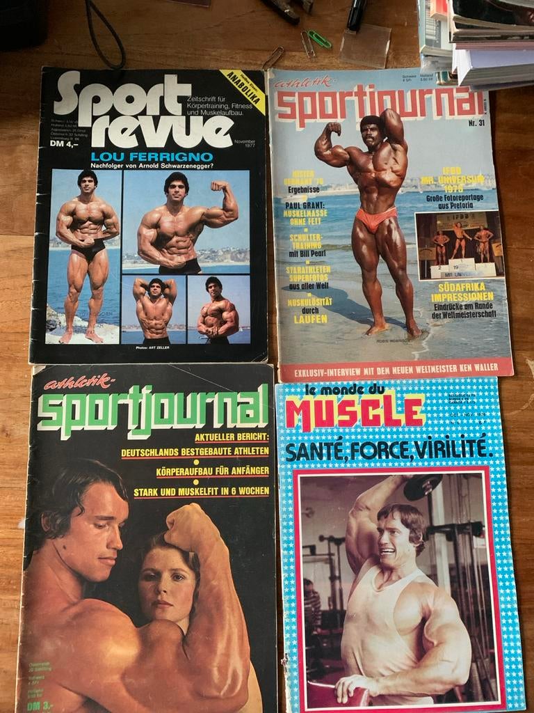 Schwarzengger 70ies duitse/franse bodybuilding tijdschriften, Boeken, Tijdschriften en Kranten, Gelezen, Sport en Vrije tijd, Ophalen of Verzenden
