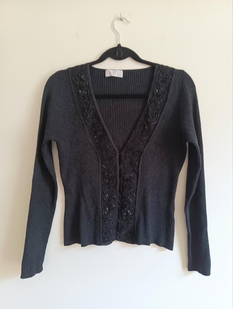 Oui Zwart Vest met Kralen - Elegant, Maat 38/40 (M), Zwart, Ophalen of Verzenden, Gedragen