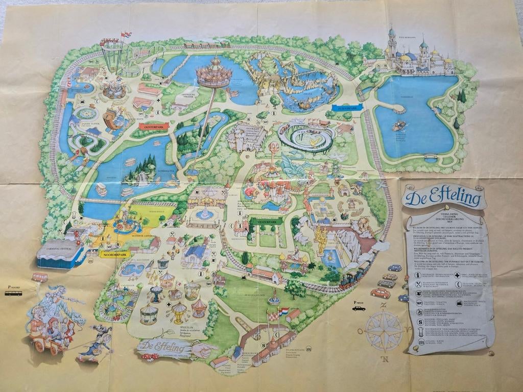 De Efteling: plattegrond eind jaren tachtig (1987?), Ophalen of Verzenden, Gebruikt, Overige typen