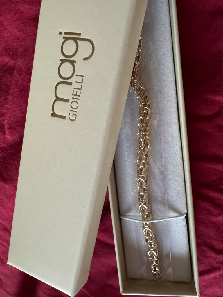 Nieuw 18k Goud massief handgemaakte koningsschakel armband, Ophalen of Verzenden, Nieuw, Goud
