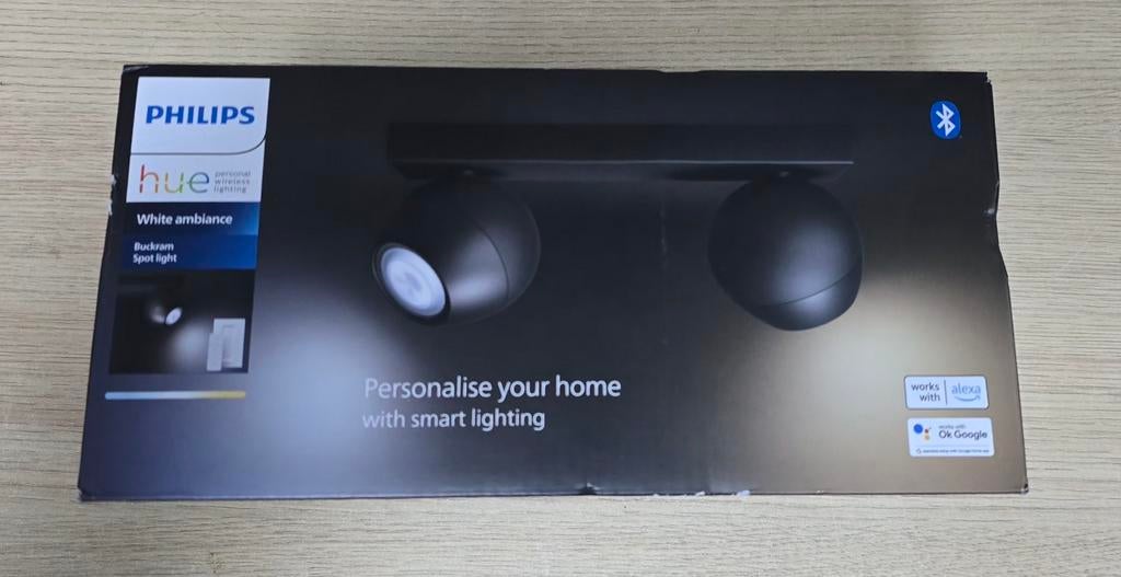 Philips Hue Buckram Spot 2x5W Zwart - Nieuw in Doos, Kunststof, Nieuw, Ophalen of Verzenden, Modern
