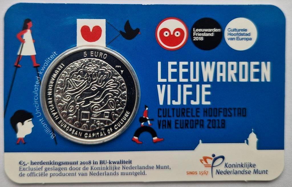 Leeuwarden Vijfje 2018 BU-kwaliteit in coincard, Postzegels en Munten, Munten | Nederland, Ophalen of Verzenden, Koningin Beatrix