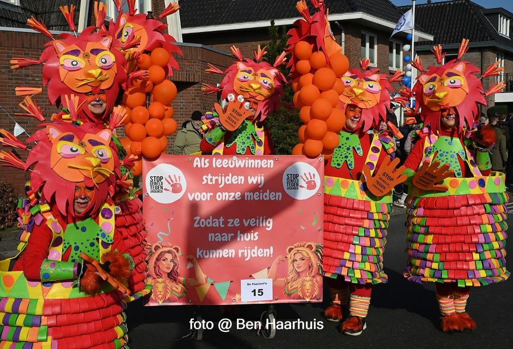 Carnavals loopgroep 10 leeuwenpakken, Maat 38/40 (M), Carnaval, Ophalen of Verzenden, Onbekend