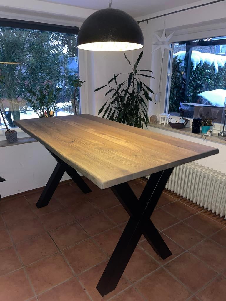 Massief Eiken Tafel Boomstam Eettafel Eetkamertafel Bartafel, Huis en Inrichting, Tafels | Eettafels, Verzenden, Nieuw, Eikenhout