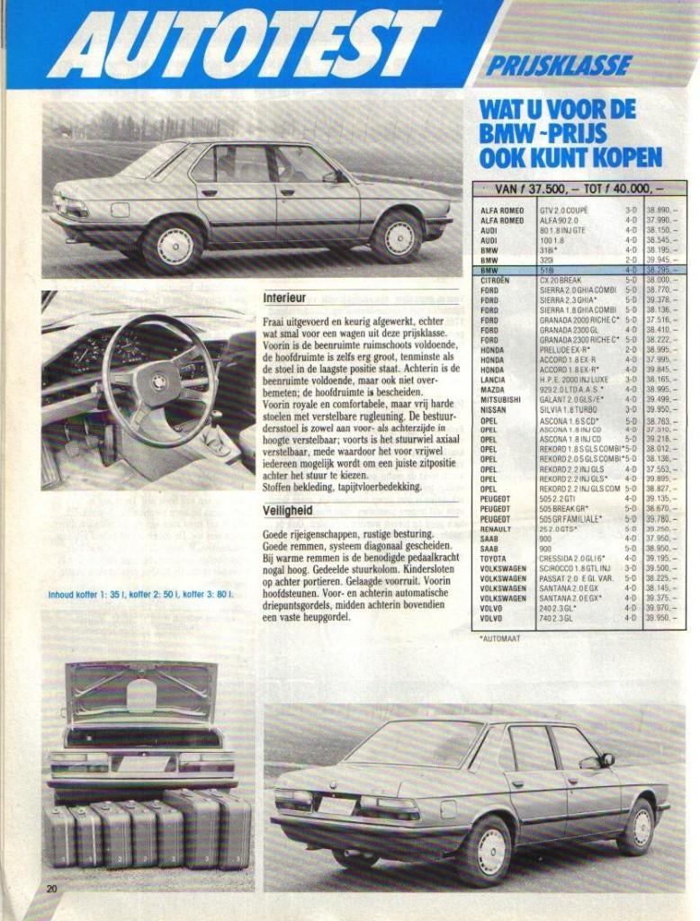 Autokampioen test BMW 518 i Januari 1985, Ophalen of Verzenden, Gelezen, BMW