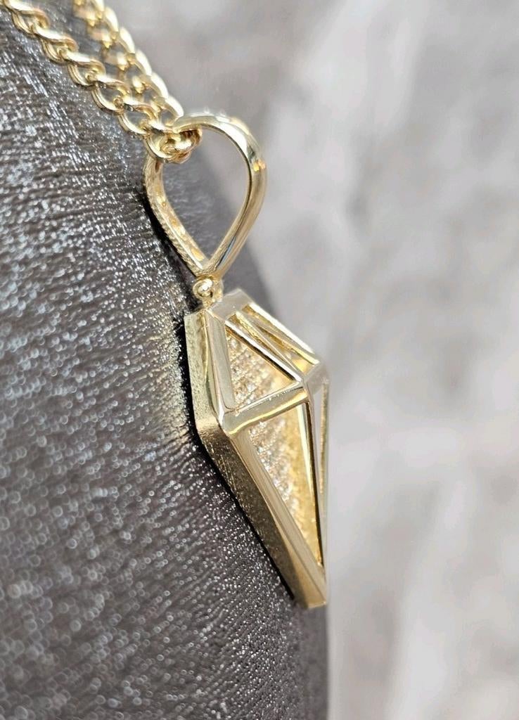 Prachtige 14k gouden hanger Diamant form, Ophalen of Verzenden, Nieuw, Goud, Goud