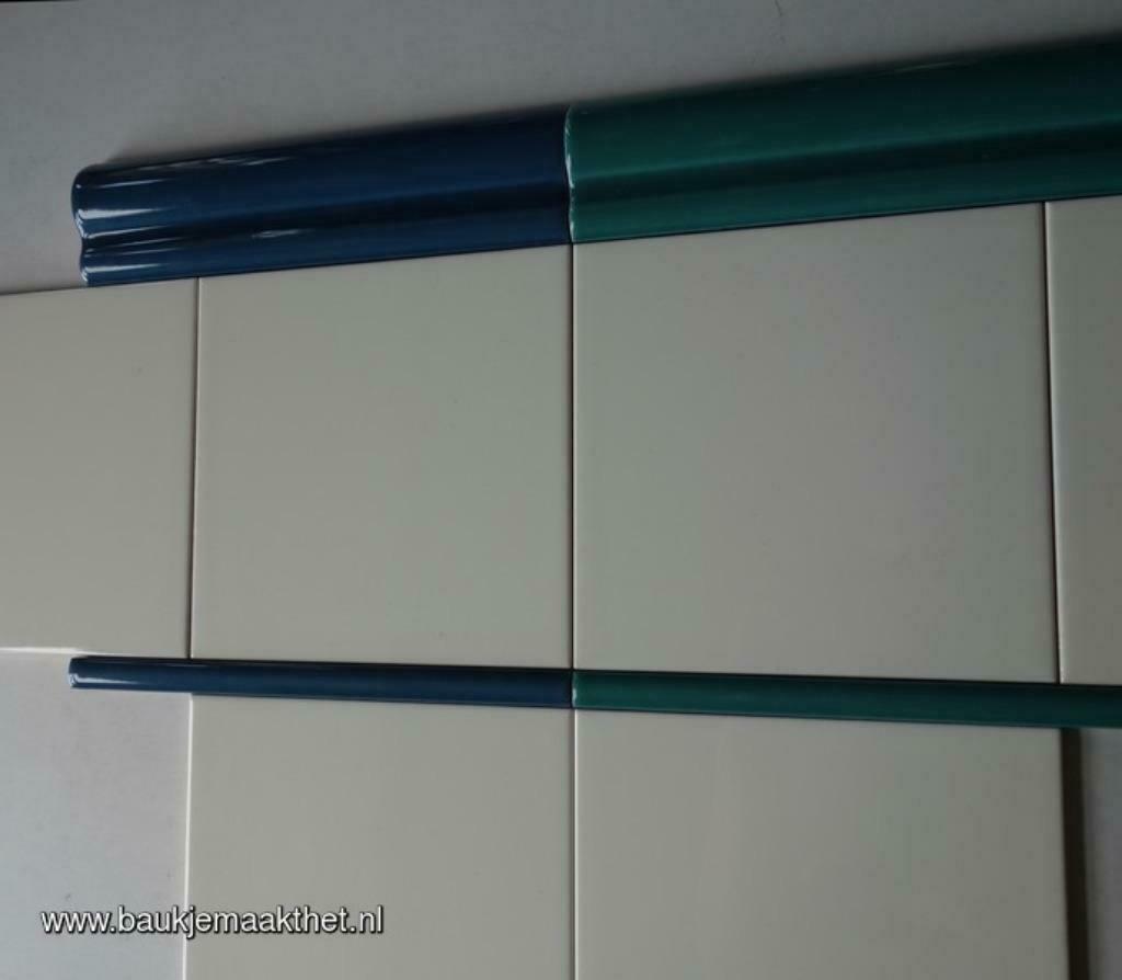 jade petrol wit klassieke listello rand bij jaren 20 30, Doe-het-zelf en Verbouw, Tegels, Nieuw, Minder dan 20 cm, Minder dan 5 m²