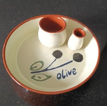 Siaki olijvenschaaltje met 2 bakjes, Overige materialen, Ophalen of Verzenden, Zo goed als nieuw, Kom(men)