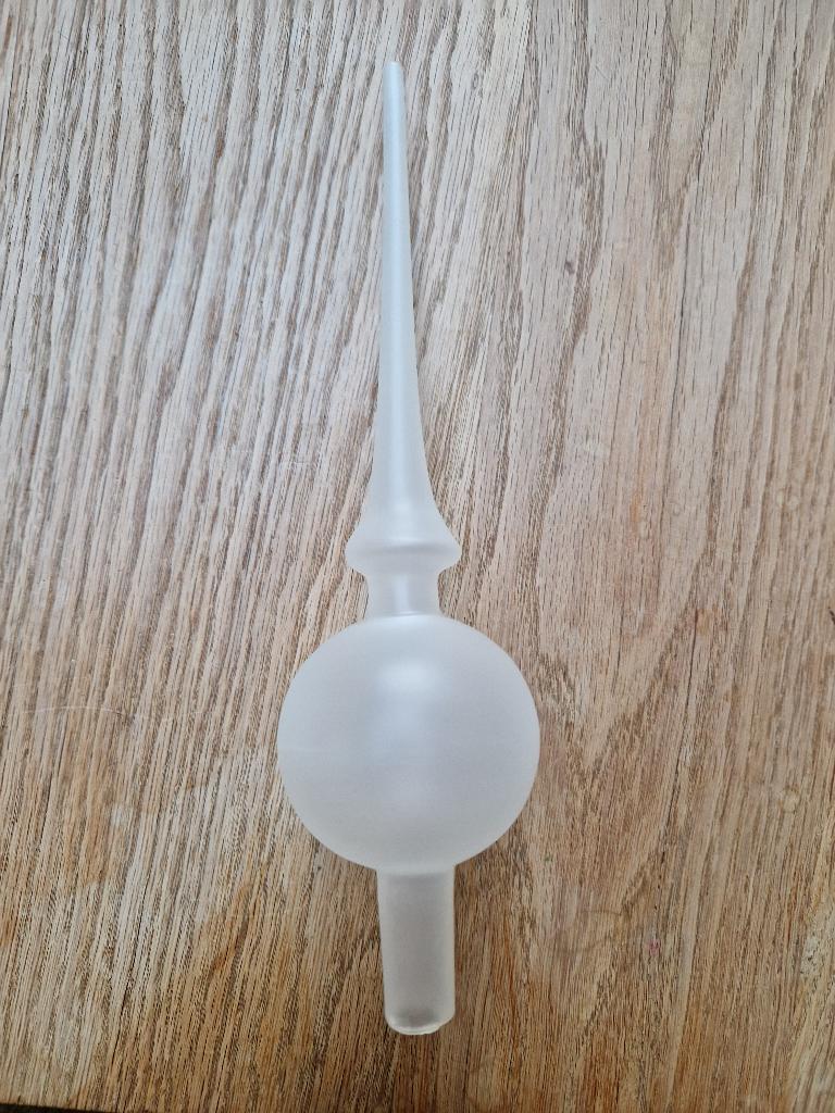 glazen kerstboom piek matglas/ frosted 27 cm, Ophalen of Verzenden, Nieuw