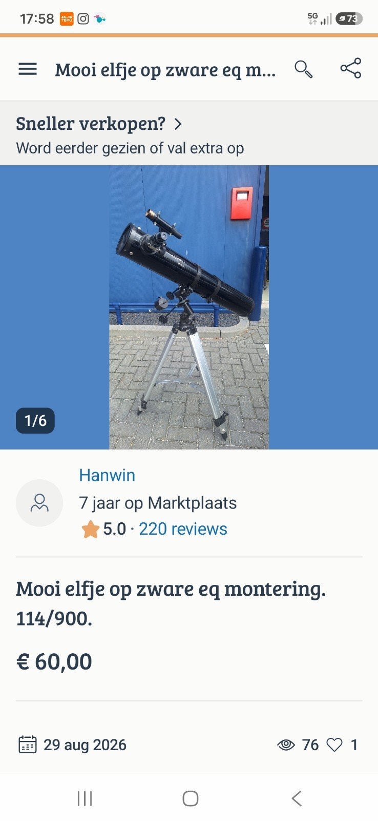 Foto 12 van Fijne hobby Astronomie. Parallactische refractor 70/700 comp