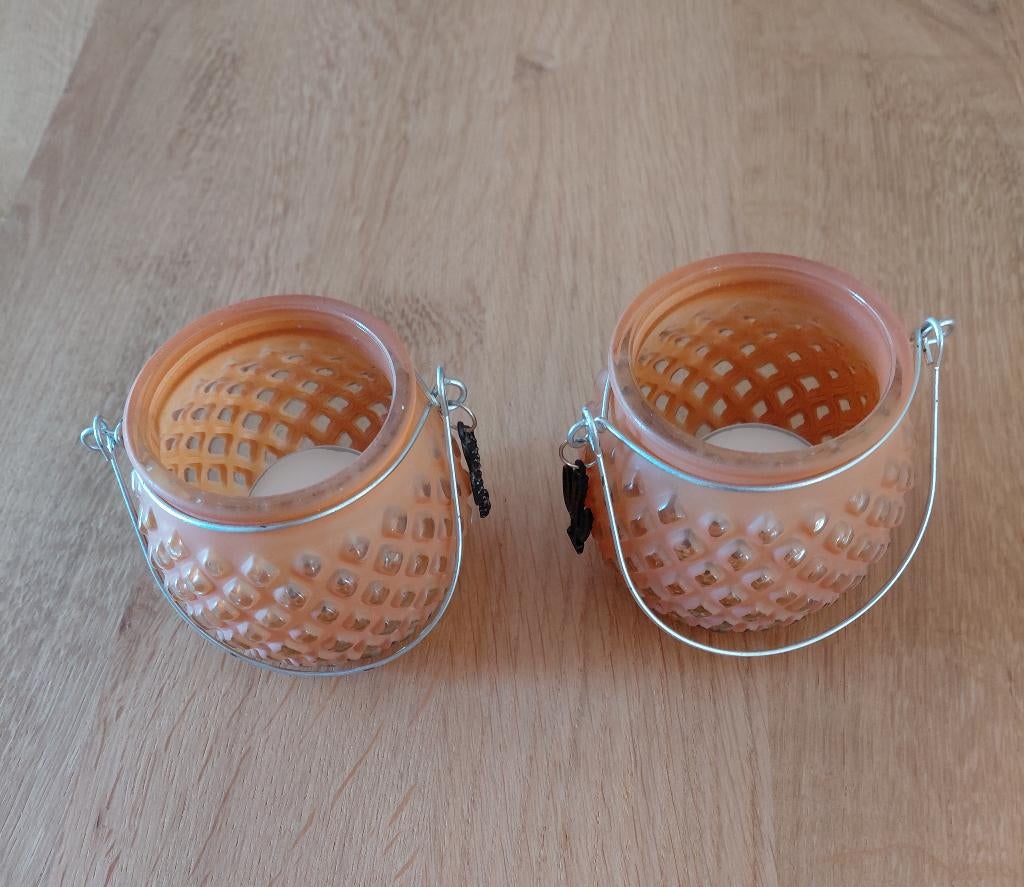 Te koop waxinelichthouder, waxinelichthouders 2 stuks, Overige materialen, Bruin, Ophalen of Verzenden, Zo goed als nieuw
