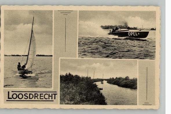 Loosdrecht 3 oude afb waarbij SPEEDBOAT  OPEL II st 1938, Ophalen of Verzenden, 1920 tot 1940, Gelopen, Noord-Holland