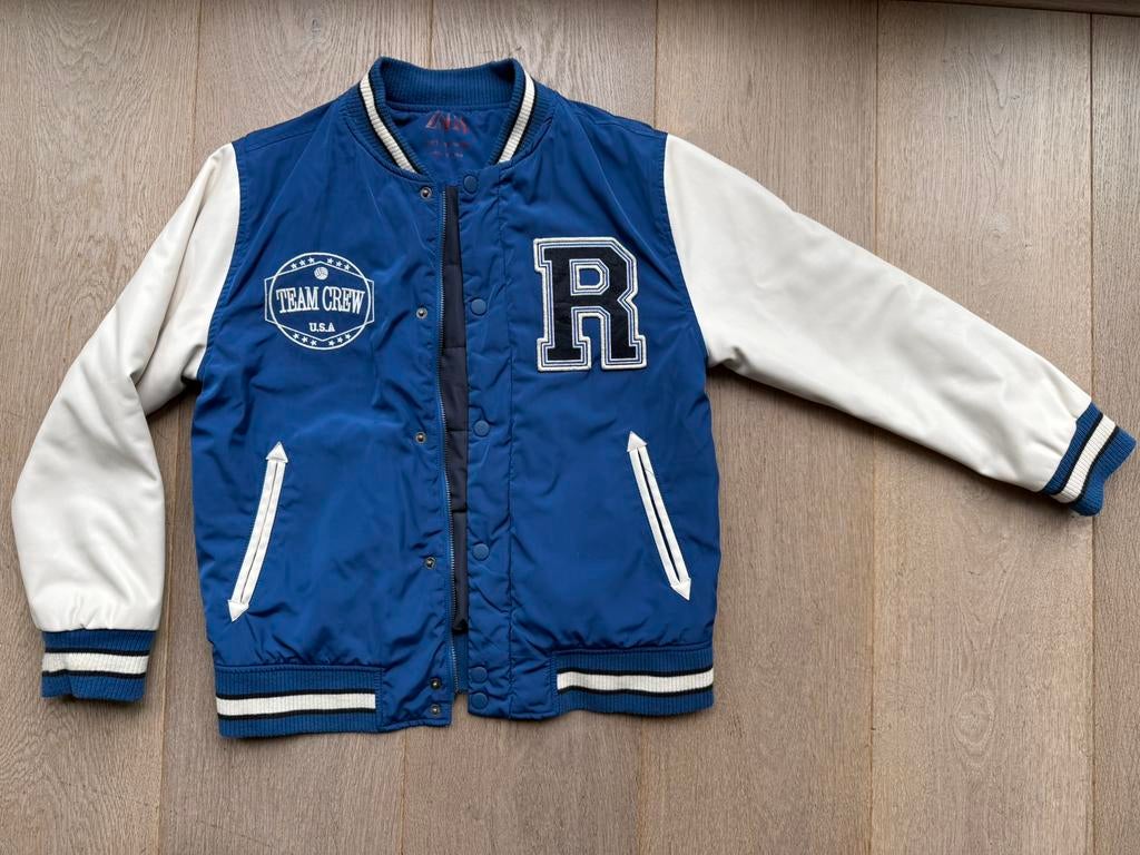blauw/wit baseball jack maat 152, Ophalen of Verzenden, Gebruikt, Jongen of Meisje, Jas