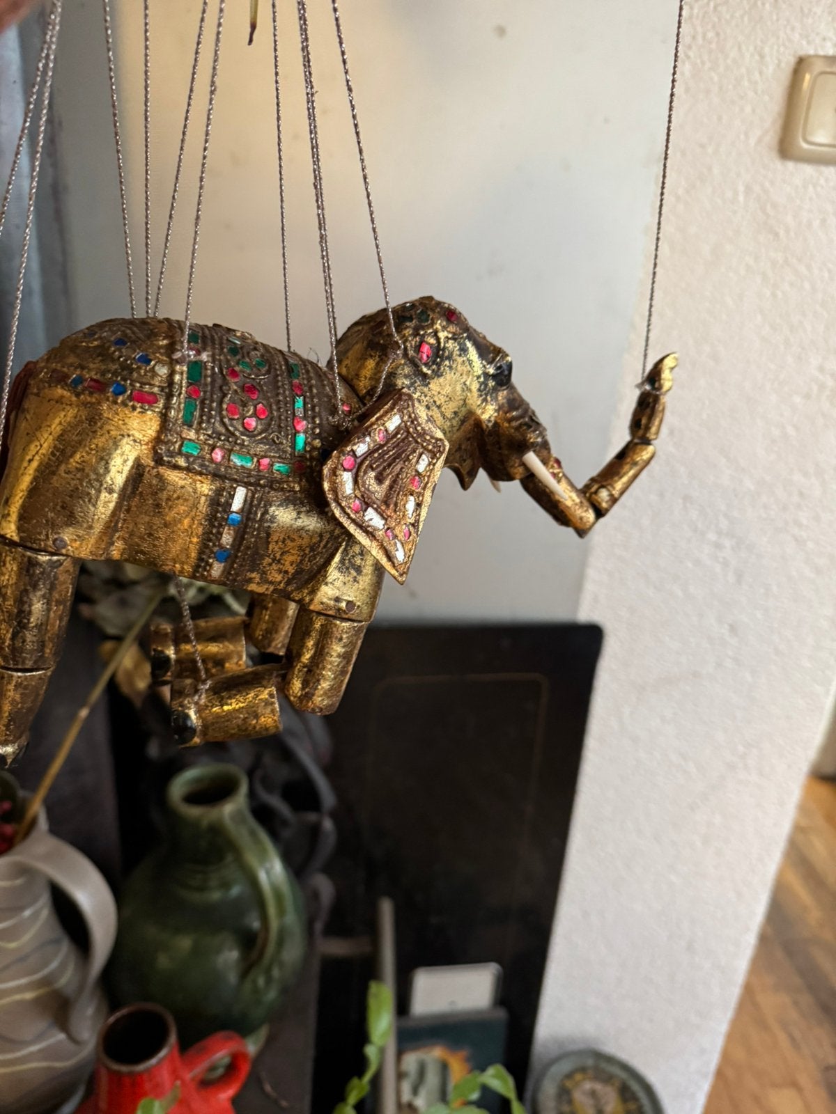 Gouden Olifant,Marionet,Birma,Mandalay,Speelgoed,Toy,vintage, Ophalen of Verzenden, Nieuw