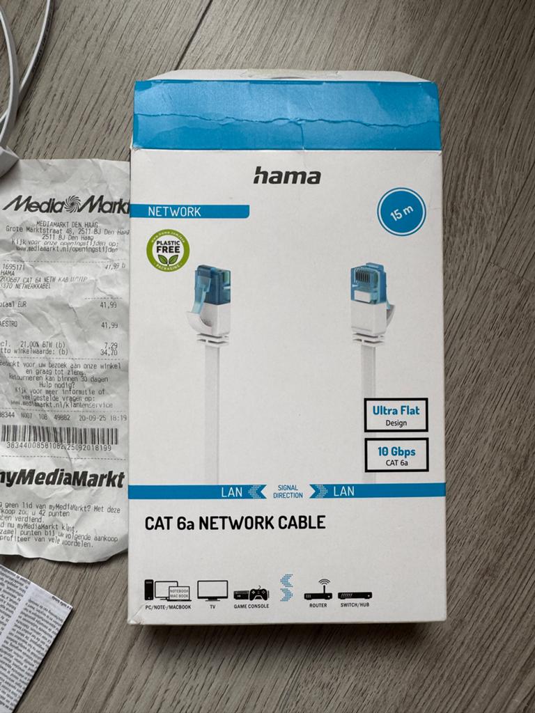 Hama CAT 6a Netwerkkabel, Ophalen of Verzenden, Zo goed als nieuw