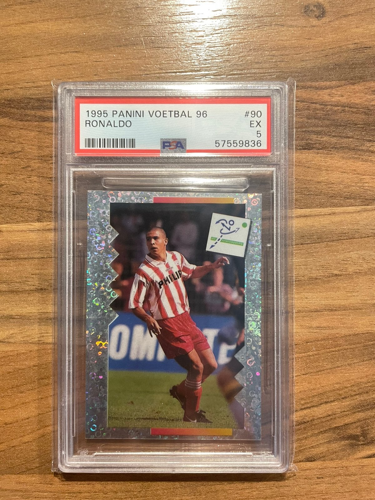 1995 Panini Voetbal 96 - Ronaldo #90 PSA 5, Ophalen of Verzenden, Zo goed als nieuw, Losse kaart, Foil