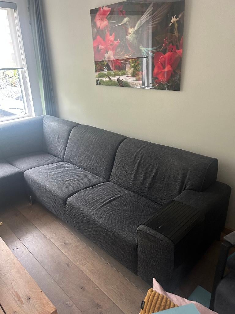 hoekbank antraciet, Huis en Inrichting, Banken | Bankstellen, Gebruikt, Hoekbank, Vierpersoons of meer, 250 tot 300 cm, 75 tot 100 cm
