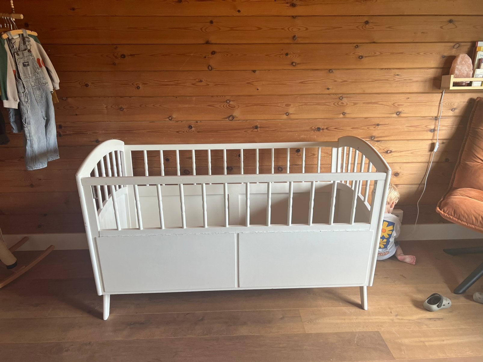 Ledikant vintage wit, Kinderen en Baby's, Kinderkamer | Bedden, Ophalen, Gebruikt, Minder dan 140 cm, Matras