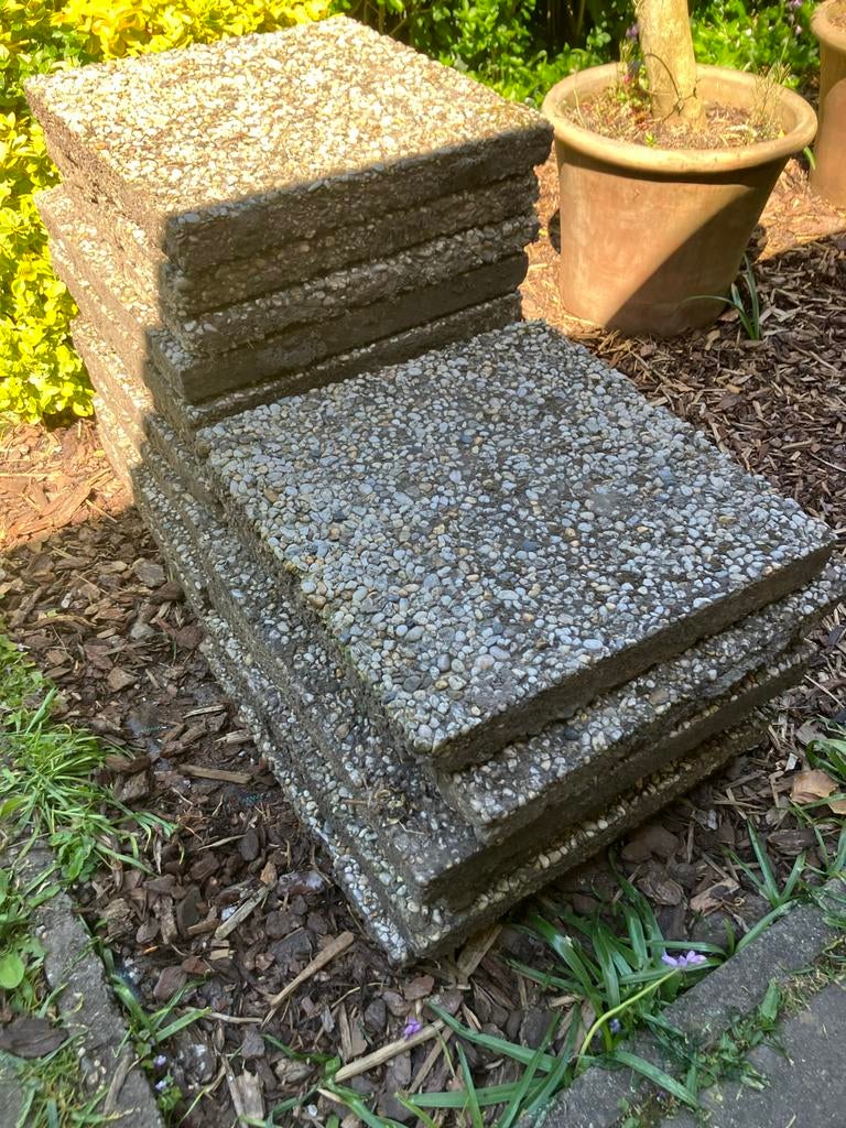 Gratis betonnen terrastegels met grindtegels ca.6 m2, Tuin en Terras, Ophalen, Gebruikt, 10 m² of meer, Beton