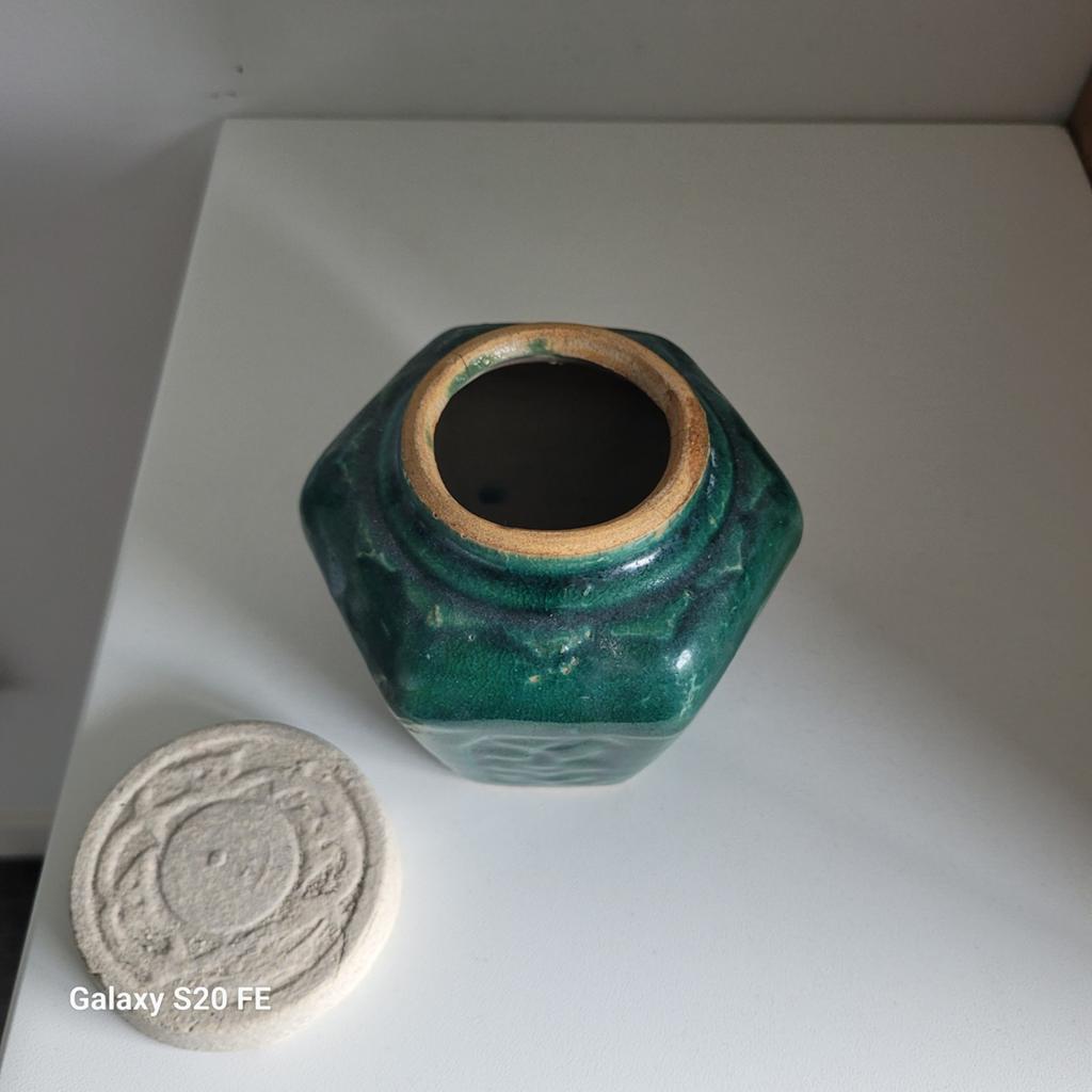 Oud origineel gember potje  - Groen geglazuurd, Ophalen of Verzenden