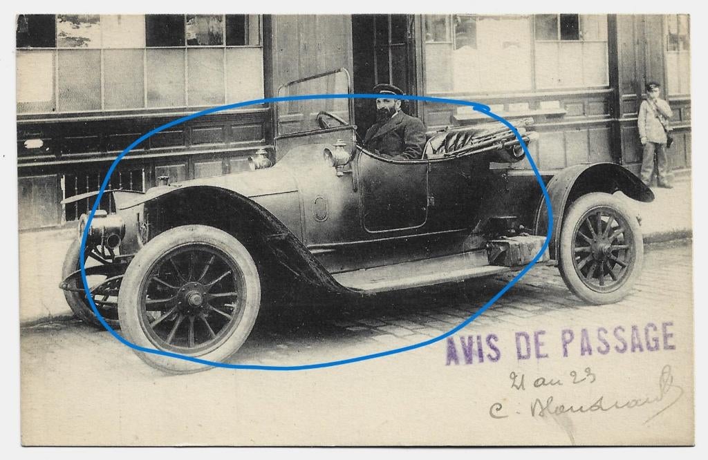 Panhard et Levassor auto avis de passage carte postale, Verzenden, Voor 1920, Ongelopen, Voertuig