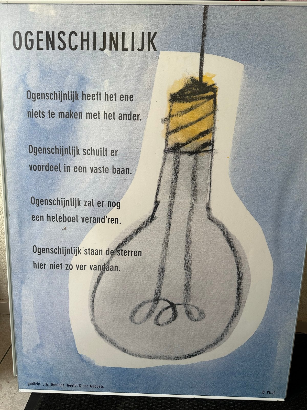 2x Poëzie Posters: OGENSCHIJNLIJK & KOOITJE, Ophalen, Gebruikt, Foto of Poster, 75 – 100