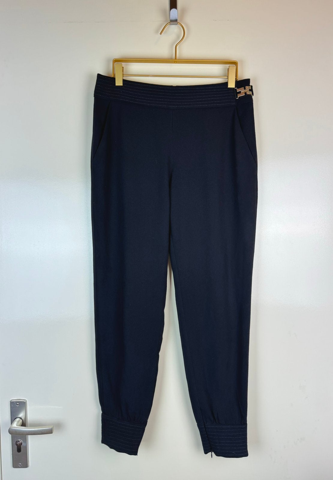 Elisabetta Franchi black straight trousers pants office S, Zwart, Ophalen of Verzenden, Zo goed als nieuw, Maat 36 (S)