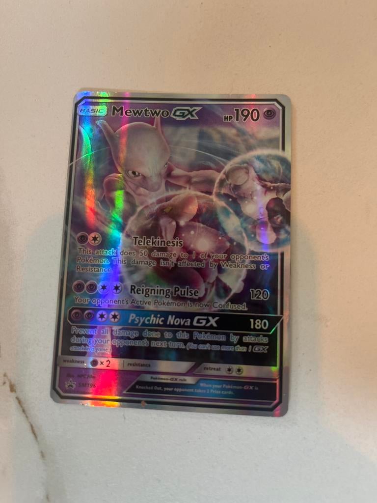 Mewtwo GX SM196 Full Art Promo Pokémon Kaart, Ophalen of Verzenden, Zo goed als nieuw, Losse kaart, Foil