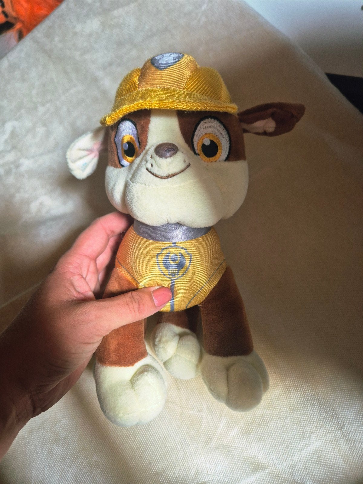 Paw Patrol Rubble knuffel, Geel, Zo goed als nieuw, Middelgroot (20 tot 80 cm), Paw Patrol