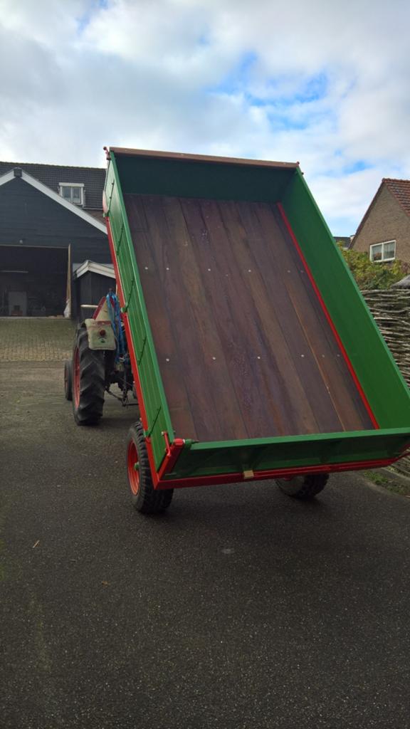 Kleine kipper voor tractor, groen en rood, Ophalen of Verzenden