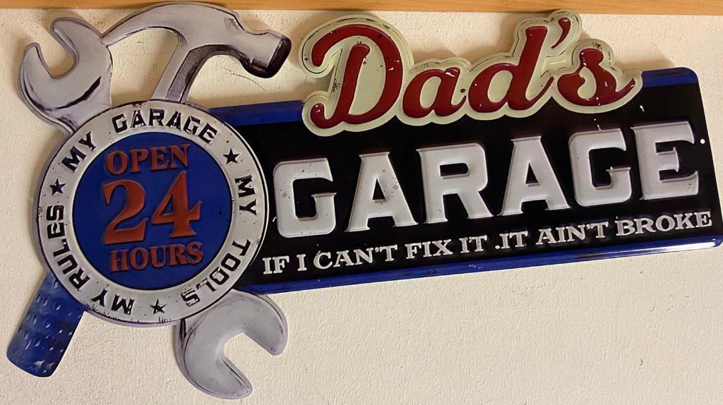 Dad's garage my tools relief reclamebord van metaal wanddeco