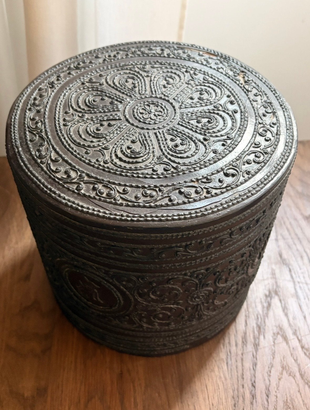 Antieke Birmaanse Lakdoos - Betelnoot Doos, Antiek en Kunst, Ophalen of Verzenden