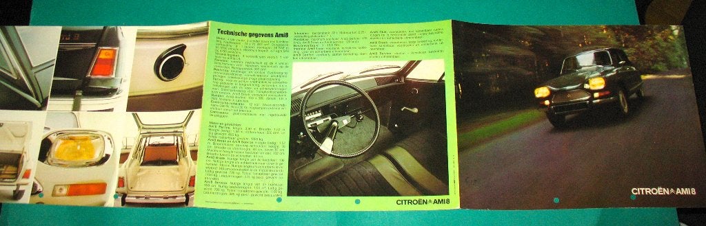 Folder autofolder Citroen AMI 8 uit 1971 Citroën AMI8, Ophalen of Verzenden, Gelezen, Citroën