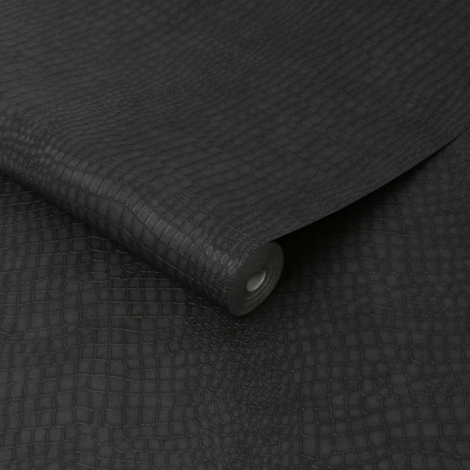 Zwart Krokodillen Behang - Luxe Wandbekleding, Materiaallook, Overige merken, Zwart, Modern