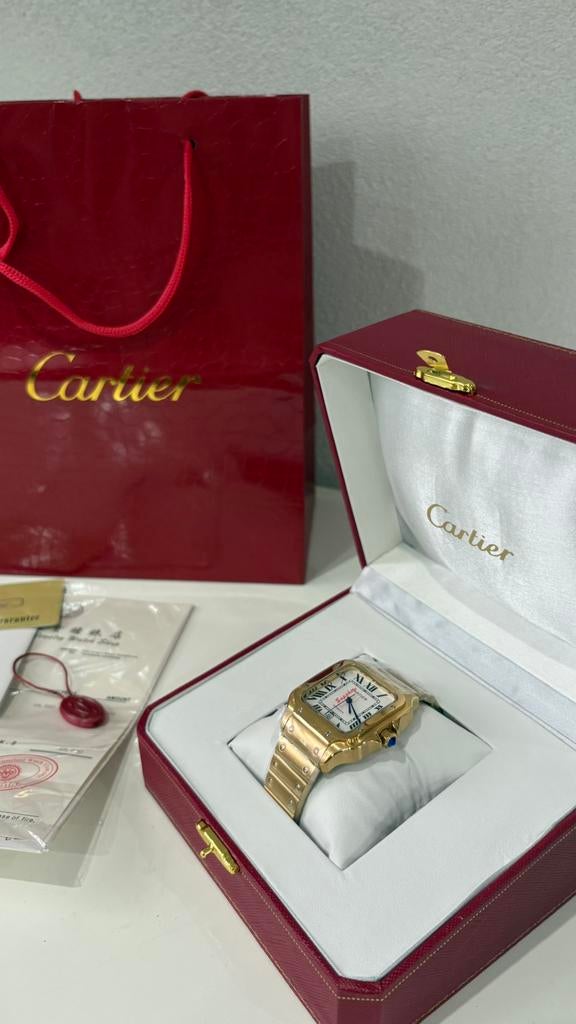 Cartier Santos de Cartier Gold 40MM Horloge, Ophalen of Verzenden, Nieuw