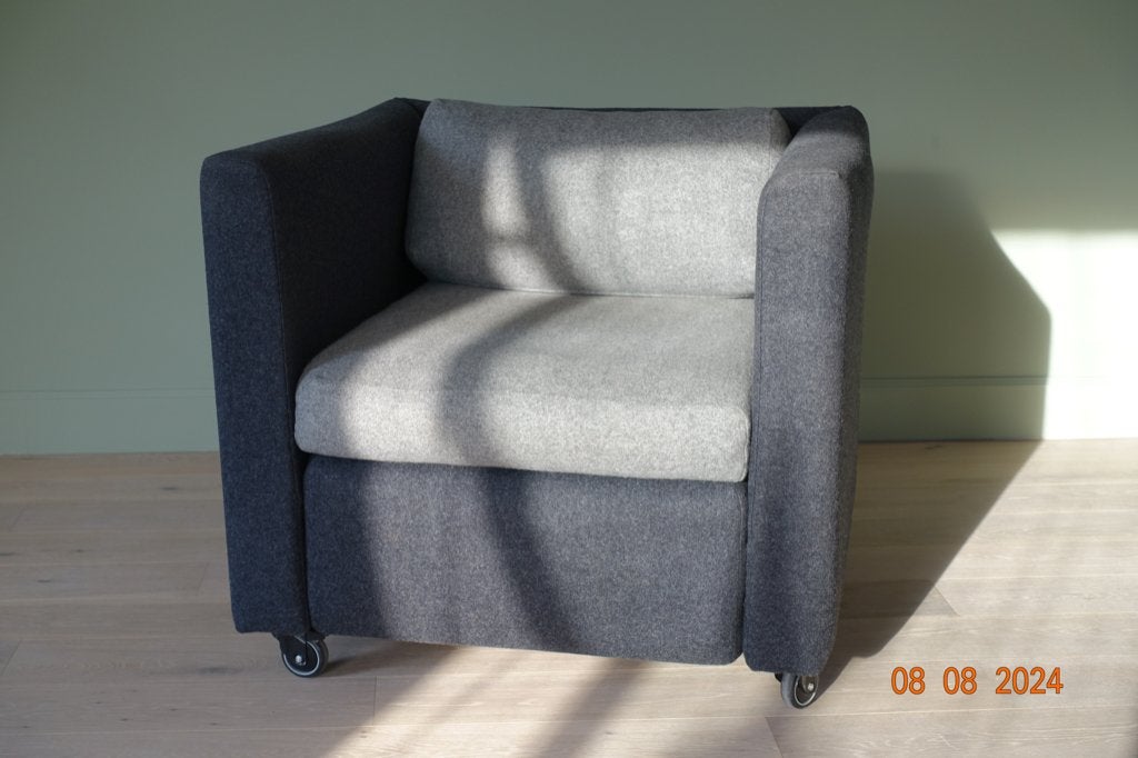 Hay Hackney design fauteuil, geremde zwenkwielen, nieuwstaat, Ophalen, Hout, 75 tot 100 cm, Zo goed als nieuw