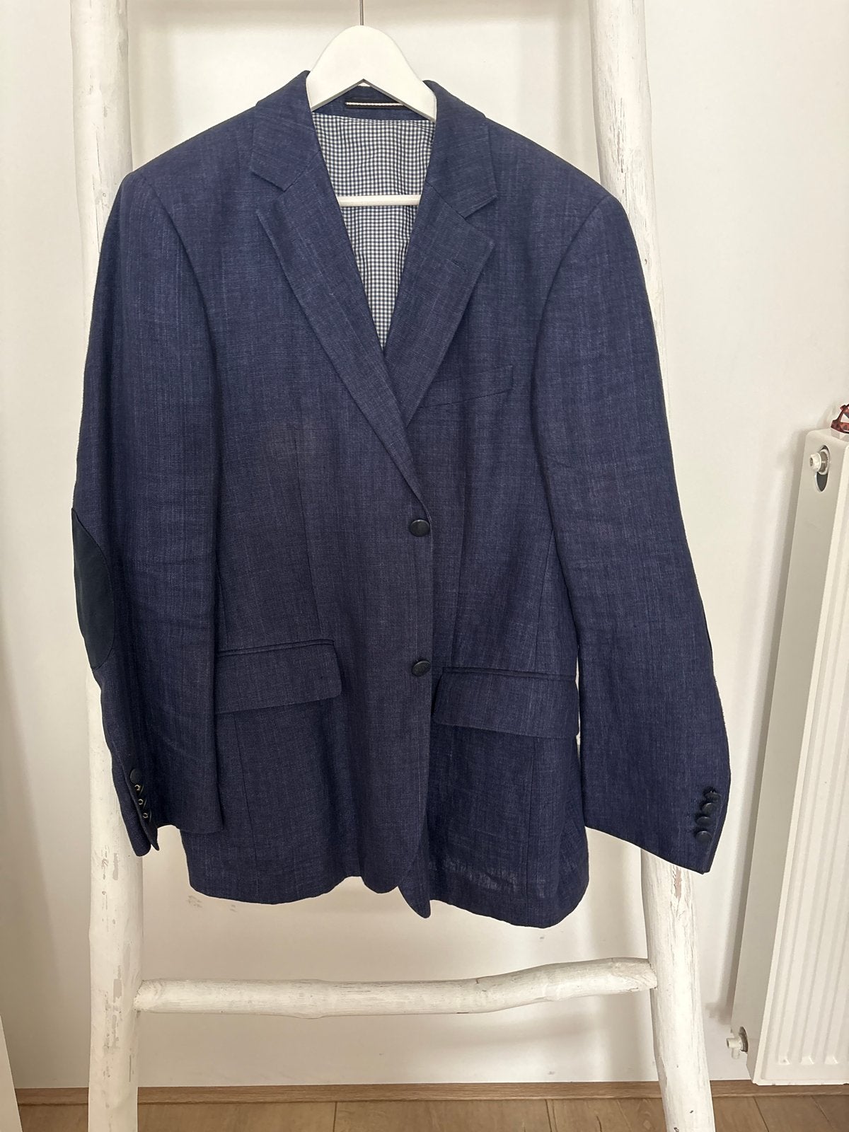 Stijlvol Heren Colbert - Blauw catoen/linnenlook, Kleding | Heren, Kostuums en Colberts, Ophalen of Verzenden, Zo goed als nieuw