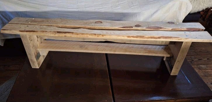 Rustieke houten bank - handgemaakt, Ophalen, Zo goed als nieuw, Eén, Hout
