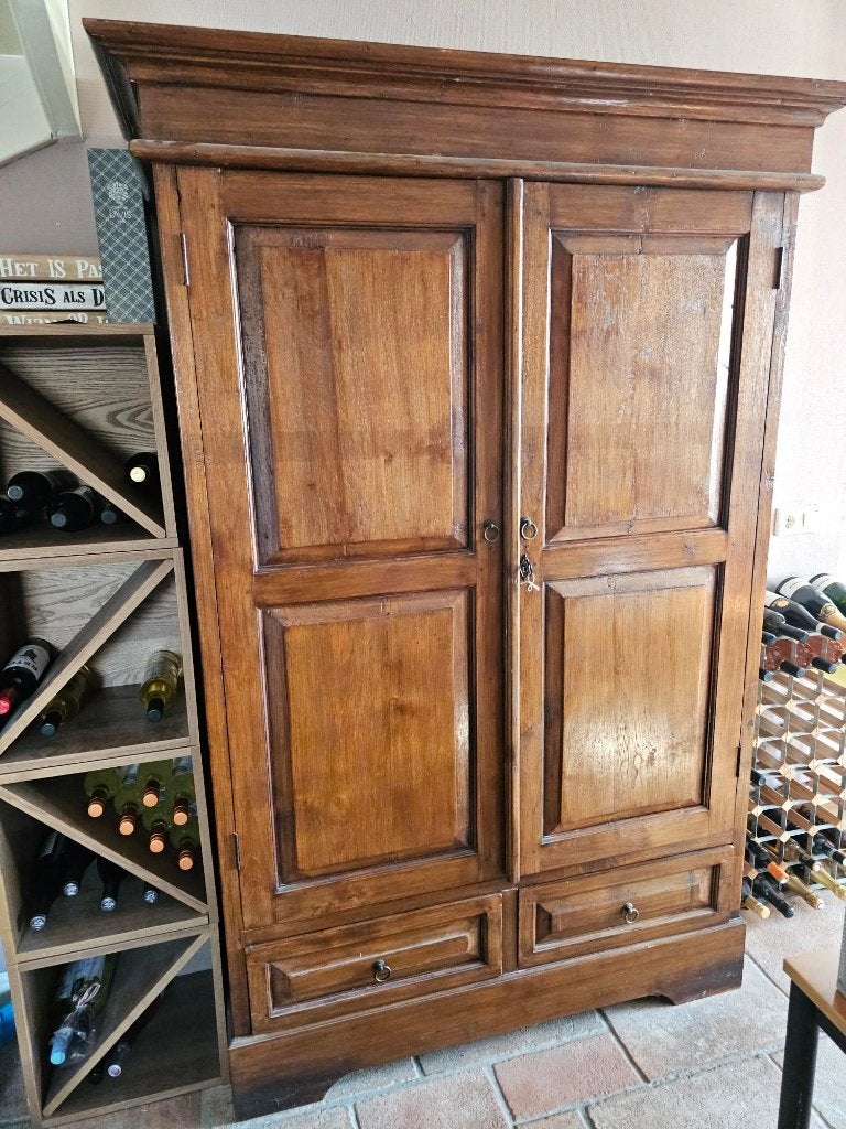 Koloniale teakhouten jagerskast (200x135x53 cm), Ophalen