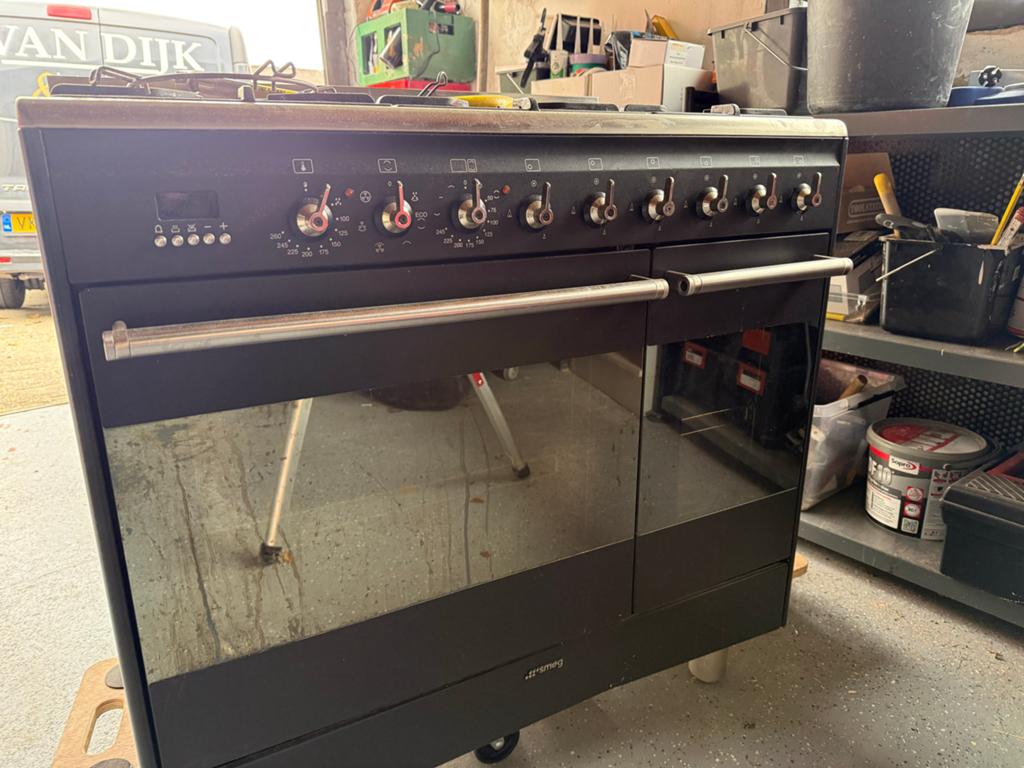 Smeg SNLK926MA9 Gasfornuis met Dubbele Oven - Zwart, Ophalen, Gebruikt, Hete lucht, 60 cm of meer