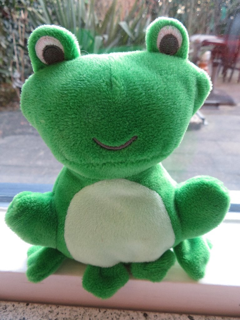 Kikker of kikkertje van Hema meet ca 15 cm groen velours, Kinderen en Baby's, Speelgoed | Knuffels en Pluche, Groen, Ophalen of Verzenden