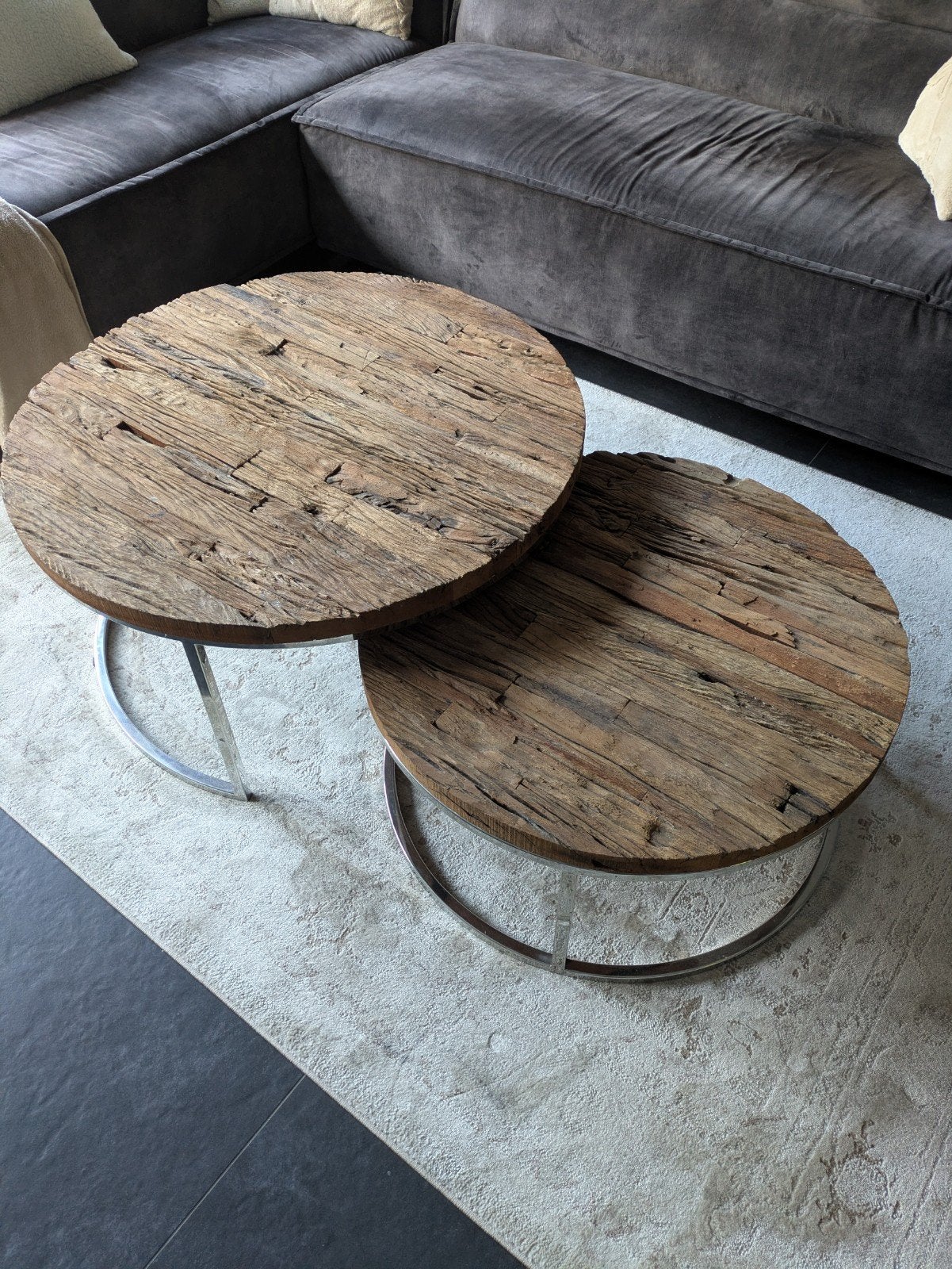 Richmond salontafels 90 en 75 diameter., Ophalen, 50 tot 100 cm, Rond, 50 tot 100 cm