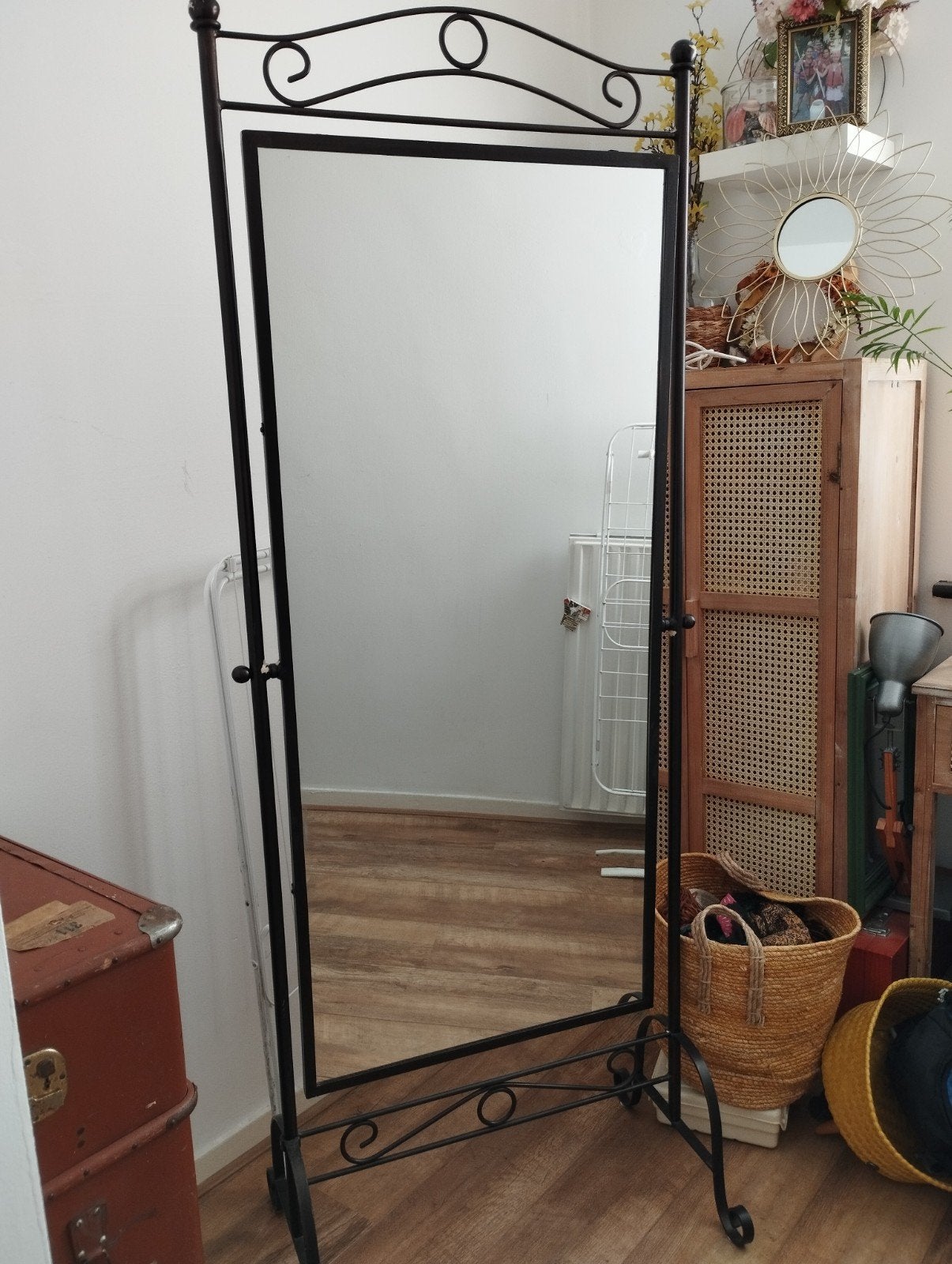 Spiegel, gietijzer, Minder dan 50 cm, Gebruikt, Ophalen of Verzenden, 150 tot 200 cm