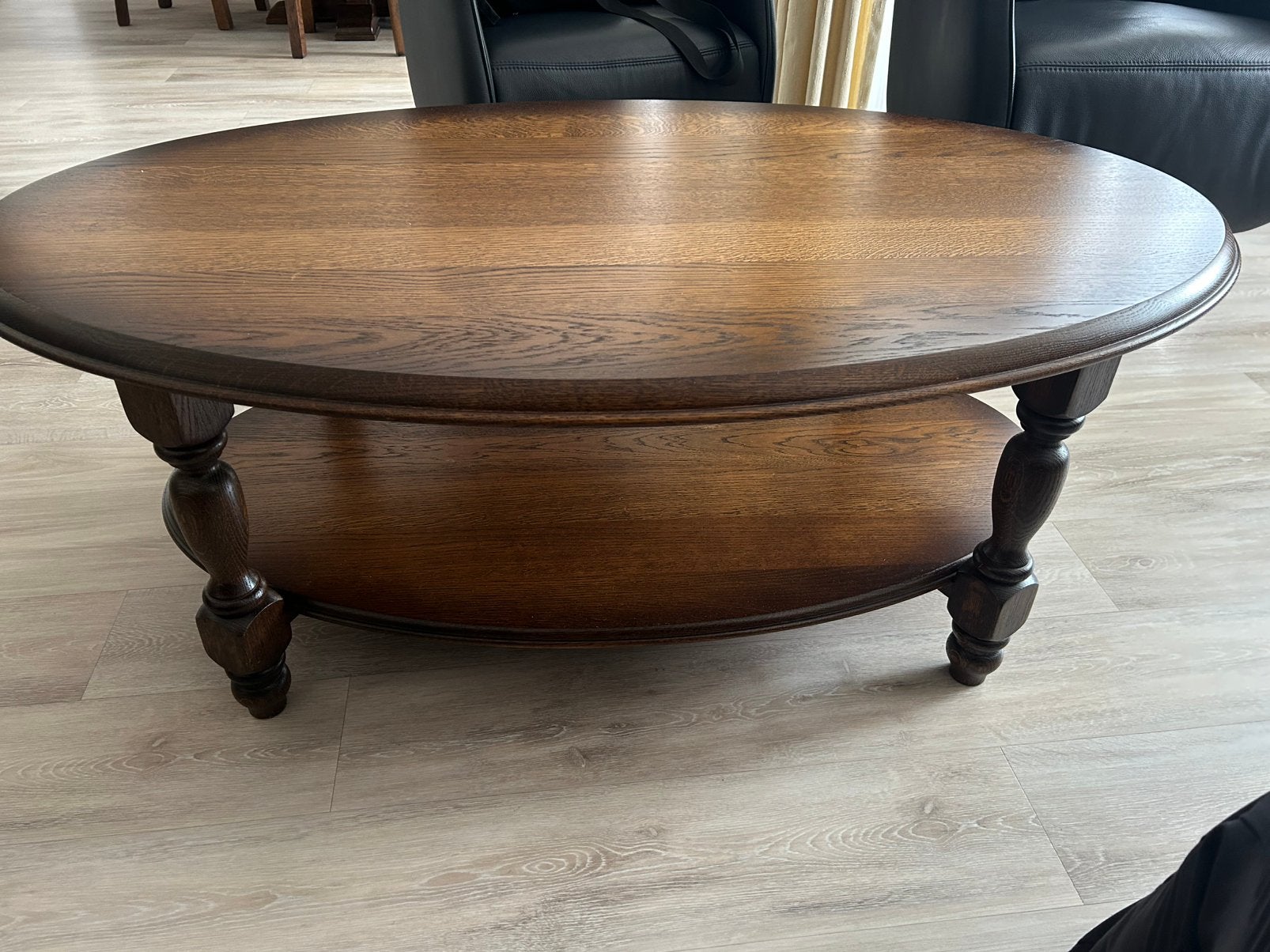 ovale Eiken Salontafel, Ophalen, 100 tot 150 cm, Eikenhout, 50 tot 100 cm