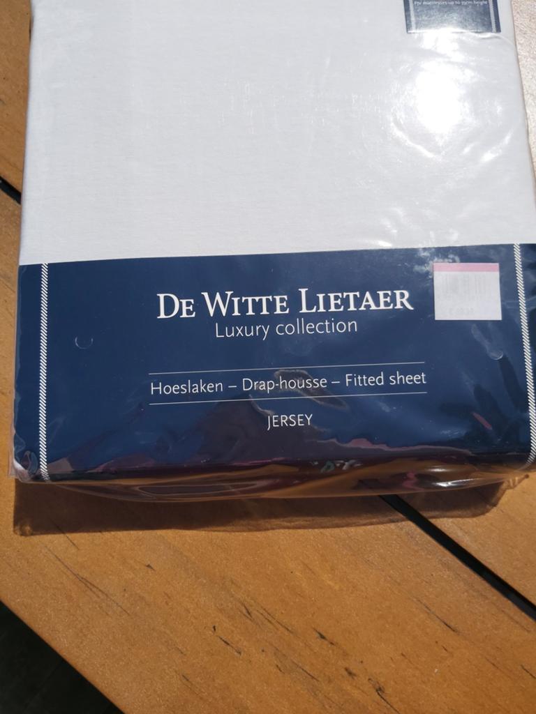 De Witte Lietaer Hoeslaken Jersey 160x200/220 cm nieuw, Ophalen, Wit, Hoeslaken of Sloop, Nieuw