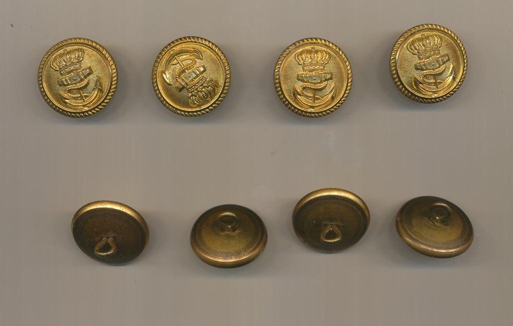 4 stuks goudkleurige meta uniform knopen, tropentenue, K.M., Verzenden, Landmacht, Nederland, Overige typen