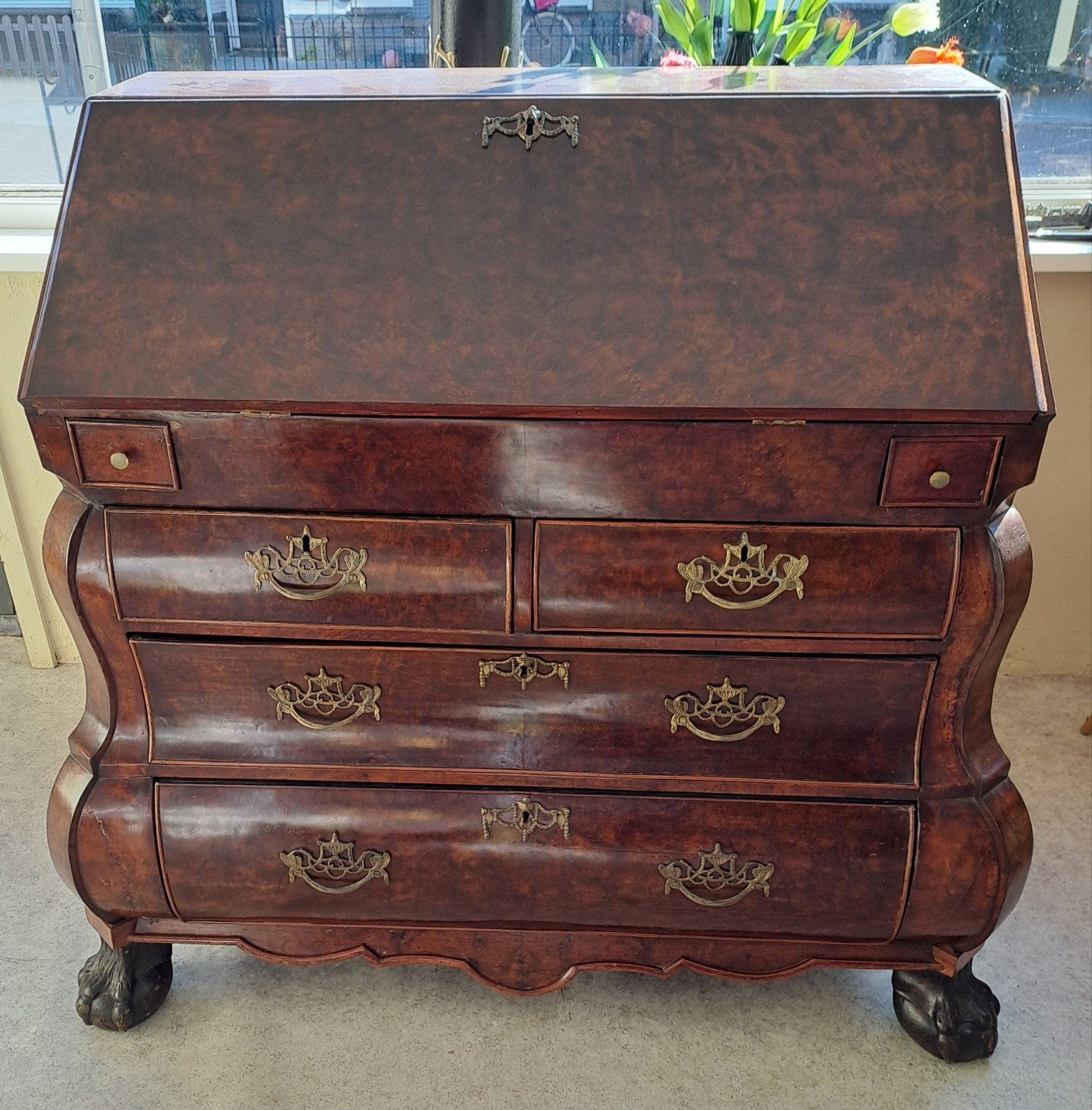 Antieke Barok Secretaire Mahonie op Eikenhout ca. 1800