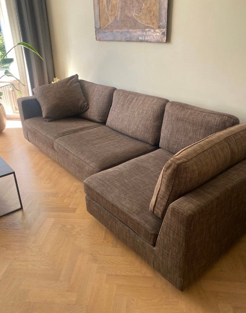 Minotti bank - 2-delige loungebank, Huis en Inrichting, Ophalen, Gebruikt, 100 tot 125 cm, Hoekbank